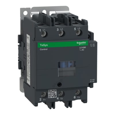 Schneider Electric Contactor, TeSys Deca, 3P(3NO), AC-3/AC-3E, 440V, 80A, 230V AC 50/60Hz coil, screw clamp terminals LC1D80P7