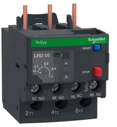 Schneider Electric Thermal overload relay, TeSys Deca, 690VAC, 0.63 to 1A, 1NO+1NC, class 10A, screw clamp LRD05