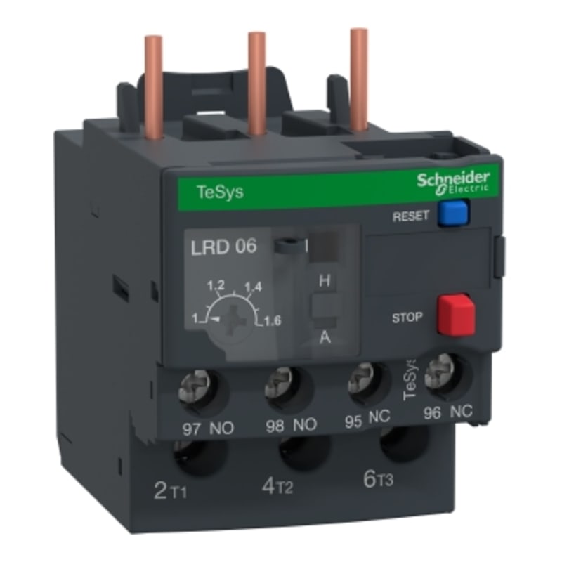 Schneider Electric Thermal overload relay, TeSys Deca, 690VAC, 1 to 1.6A, 1NO+1NC, class 10A, screw clamp LRD06