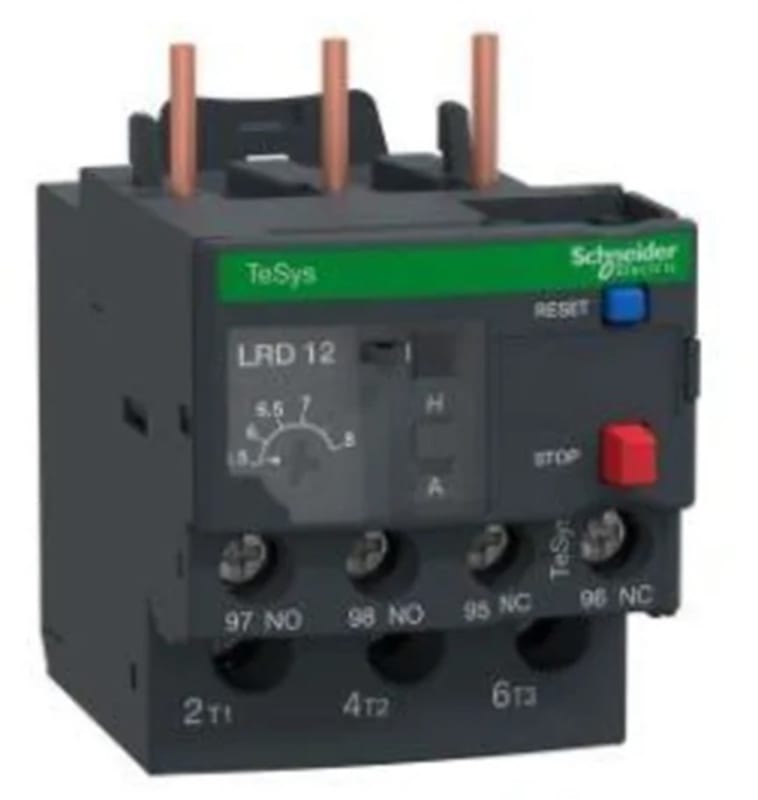 Schneider Electric Thermal overload relay,TeSys Deca,5.5-8A,1NO+1NC,class 10A,screw clamp LRD12