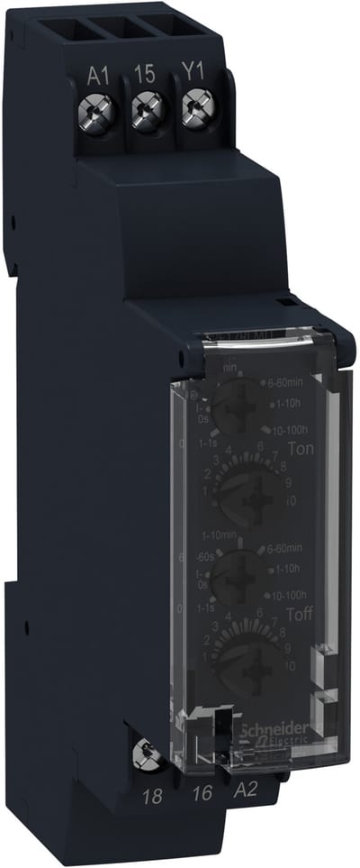 Schneider Electric asymmetrical flashing relay - 1 S..100 h - 12 V AC/DC - 1 OC RE17RLJU