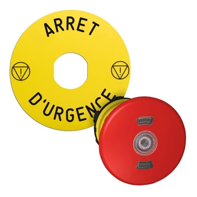 Emergency stop head for LED with sign FR
