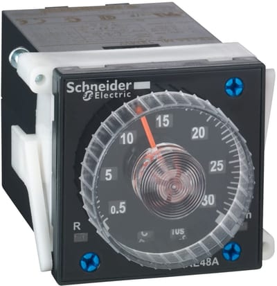Schneider Electric Modular timing relay, 5 A, 2 CO, 0.2 S...300 h, time delay, 24...240 V AC/DC RE48AML12MW