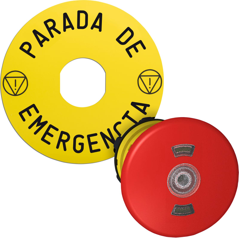 Emergency stop head for LED with sign SP (ZB5AT8643M430)