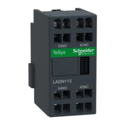 Schneider Electric Auxiliary contact block, TeSys D, 1NO + 1NC, front mounting, spring terminals LADN113