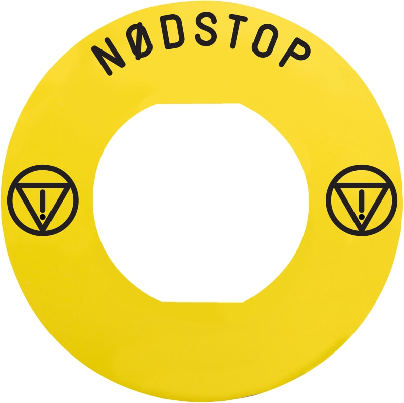 Schneider Electric ZBY9830M Ø60 mm Emergency Stop Legend Plate, Danish