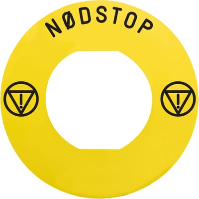 Schneider Electric ZBY9830M Ø60 mm Emergency Stop Legend Plate, Danish