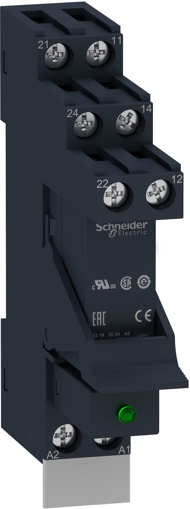 Schneider Electric Harmony, Interface plug-in relay pre-assembled, 8 A, 2 CO, with LED, with protection circuit, 230 V AC RSB2A080F7PV