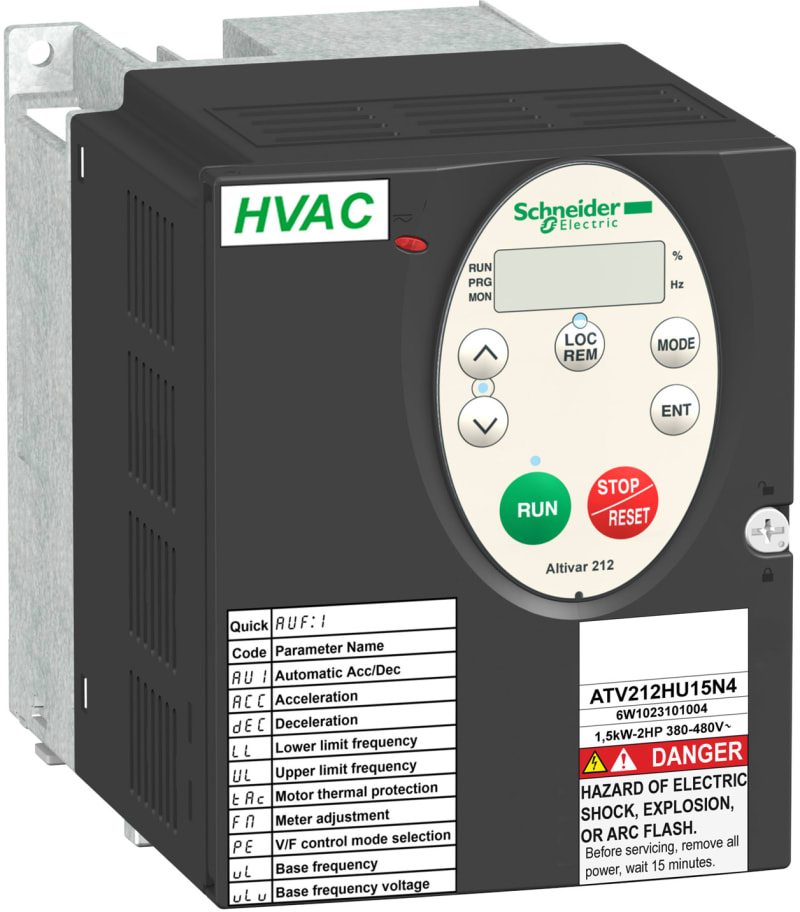 Schneider Electric variable speed drive ATV212 - 2.2kW - 3hp - 480V - 3PH - EMC - IP21 ATV212HU22N4