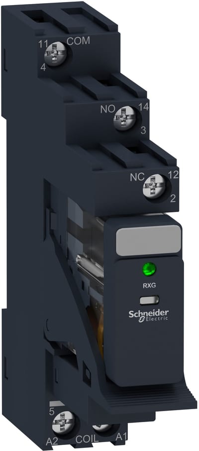 Schneider Electric Harmony, Interface plug-in relay pre-assembled, 10 A, 1 CO, with LED, with protection circuit, 24 V DC RXG13BDPV