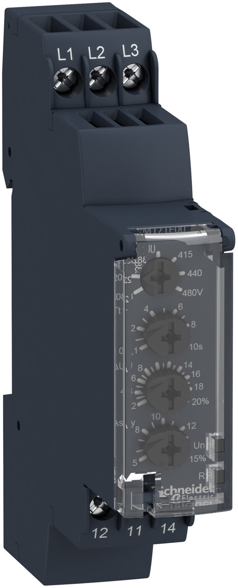 Schneider Electric Modular 3-Phase voltage control relay, 5 A, 1 CO, 208...480 V AC RM17UB310