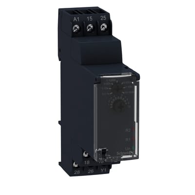 Schneider Electric on-delay timing relay - 24VDC/24..240 V AC - 2 C/O RE22R2AMU