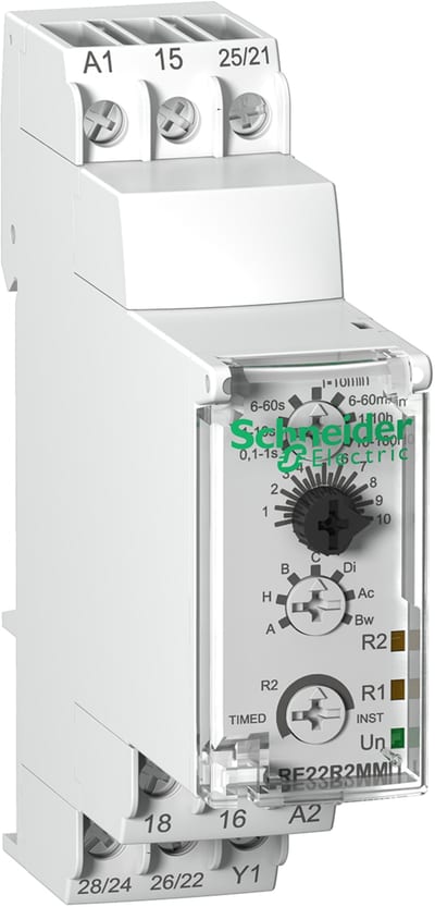 Schneider Electric Multifunction Timer Relay - 12V AC/DC - 2 C/O RE22R2MJU