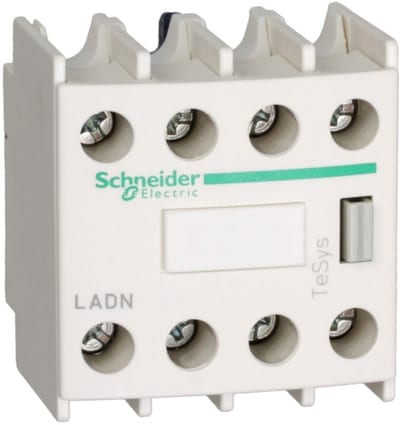 Schneider Electric Auxiliary contact block, TeSys D, 2NO + 2NC, front mounting, screw clamp terminals, EN 50012 LADN22G