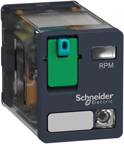Schneider Electric Power plug-in relay, 15 A, 2 CO, with LED, 12 V DC RPM22JD