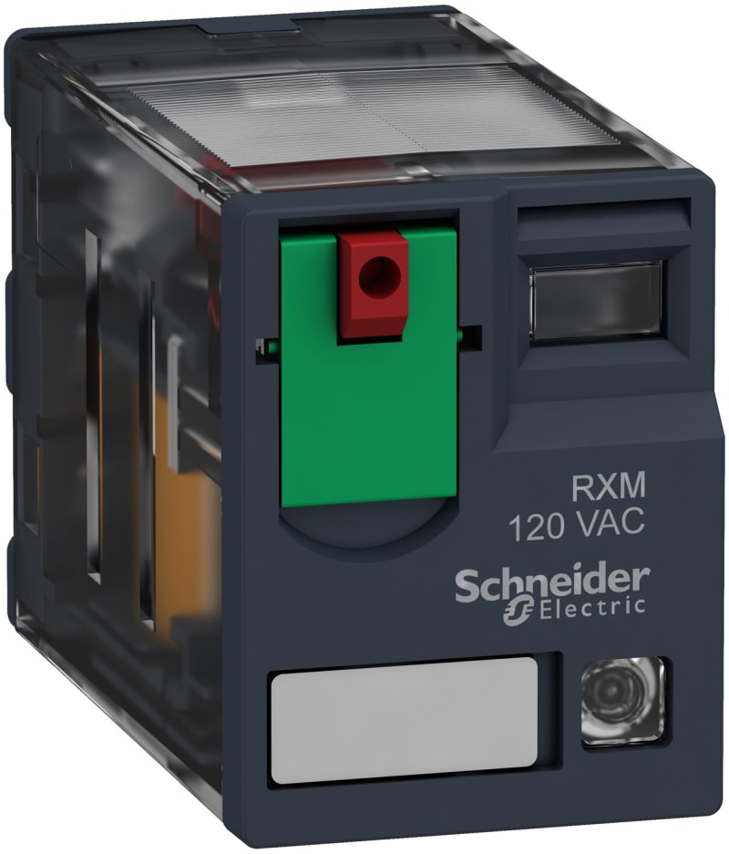 Schneider Electric Miniature plug-in relay, 12 A, 2 CO, LED, 24 V AC RXM2AB2B7