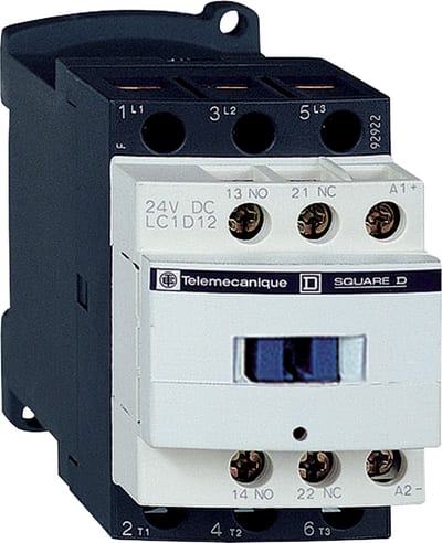 Schneider Electric Contactor, TeSys Deca, 3P(3NO), AC-3/3E, <=440V, 12A, 220V AC 50/60Hz coil, screw clamp terminals LC1D12M7