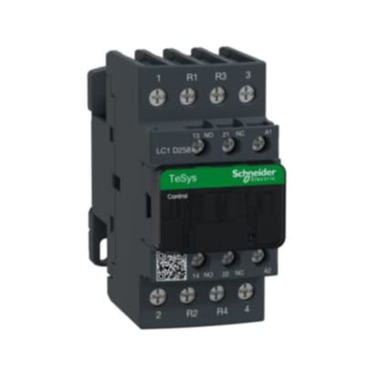 Schneider Electric Contactor, TeSys Deca, 4P(2NO+2NC), AC-1, <=440V, 40A, 48V AC 50/60Hz coil, screw clamp terminal LC1D258E7