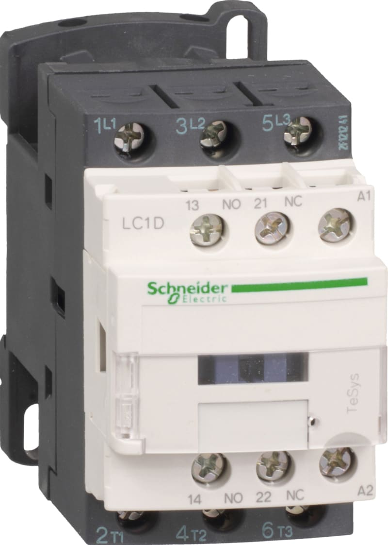 Schneider Electric Contactor, TeSys Deca, 3P(3NO), AC-3/3E, <=440V, 18A, 48V DC low consumption coil, screw clamp terminals LC1D18EL