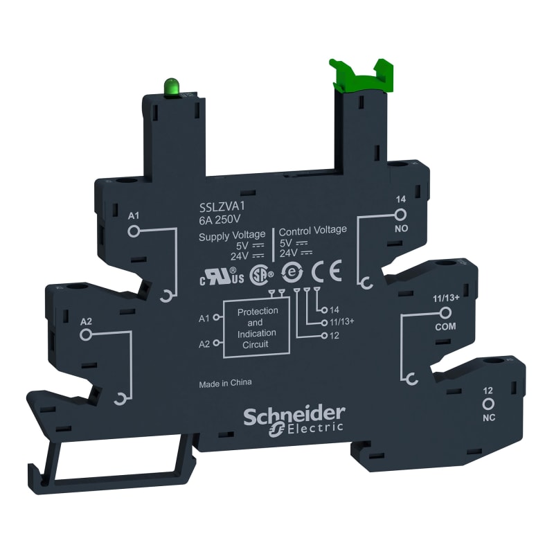 Schneider Electric Socket, 6 A, relay type SSL, spring terminals, 5/24 V DC SSLZRA1