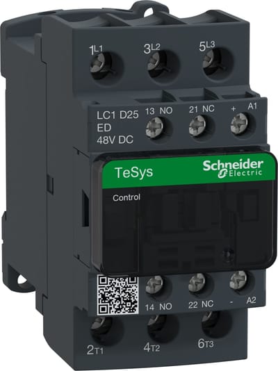 Schneider Electric TeSys D contactor - 3P(3 NO) - AC-3 - <= 440 V 25 A - 48 V DC coil LC1D25ED
