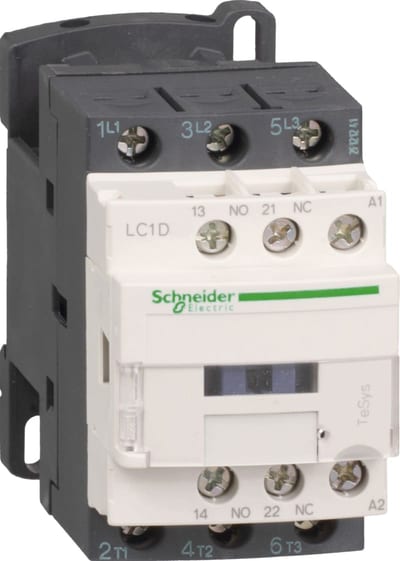 Schneider Electric Contactor, TeSys Deca, 3P(3NO), AC-3/3E, <=440V, 32A, 220V AC 50/60Hz coil, screw clamp terminals LC1D32M7