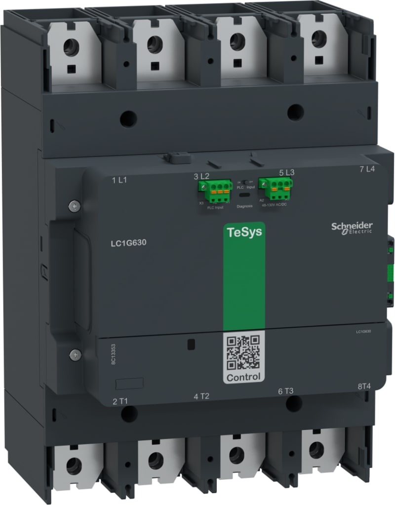 Schneider Electric High power contactor,TeSys Giga 630,4P(4NO),AC-1 <=440V 1050A,advanced version,48-130V AC/DC wide band coil LC1G6304EHEA