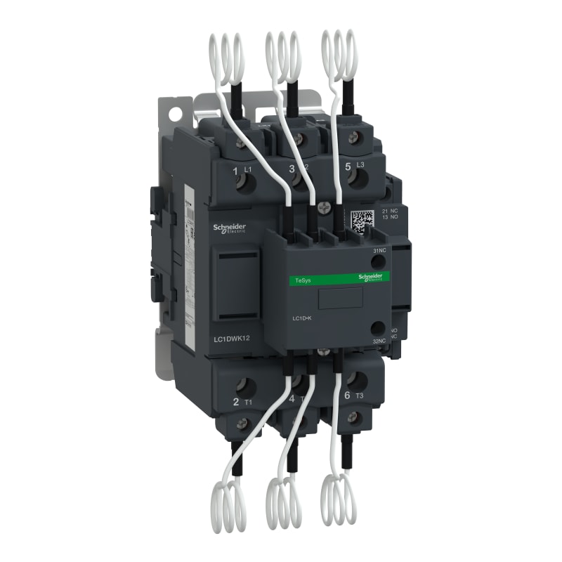 Schneider Electric Capacitor contactor, TeSys D, 63 kVAR at 400 V/50 Hz, coil 220 V AC 50/60 Hz LC1DWK12M7