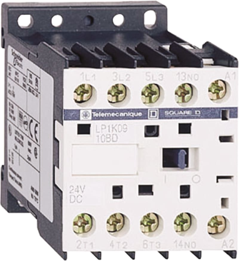 Schneider Electric Contactor, TeSys K, 3P, AC-3/AC-3E,440V 6A, aux. 1NO, 380...400V AC standard coil LC1K0610Q7