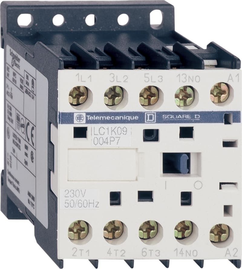 Schneider Electric contactor, TeSys K, 4P(2NO+2NC), AC-1 440V 20A, 220...230V AC coil LC1K09008M7