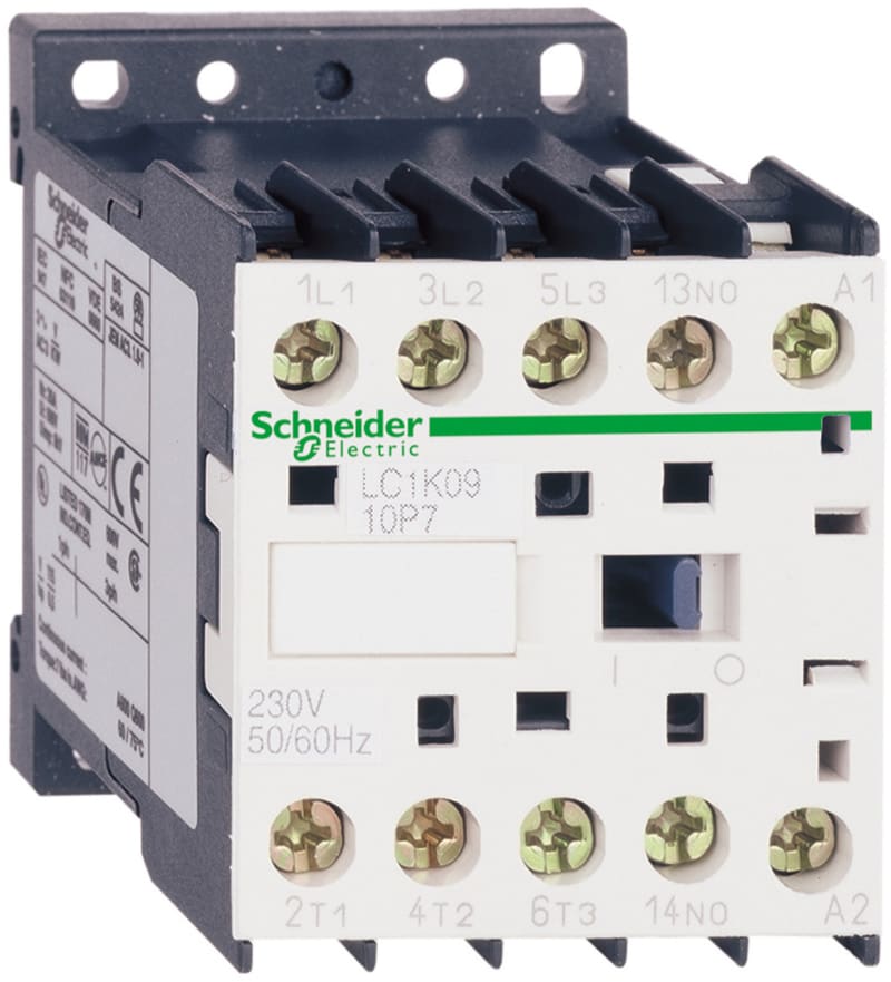 Schneider Electric Contactor, TeSys K, 3P, AC-3/AC-3E,440V 9A, aux. 1NO, 48V AC coil LC1K0910E7