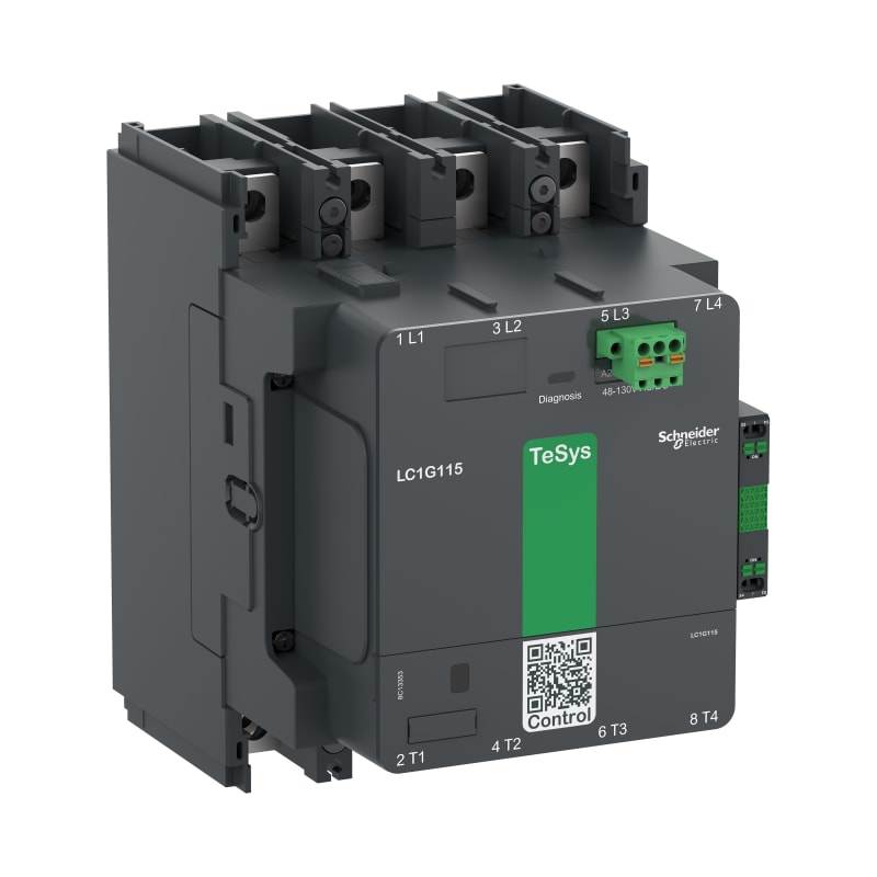 Schneider Electric High power contactor, TeSys Giga, 4 pole (4NO), AC-1 <=440V 250A, standard version, 48…130V wide band AC/DC coil LC1G1154EHEN