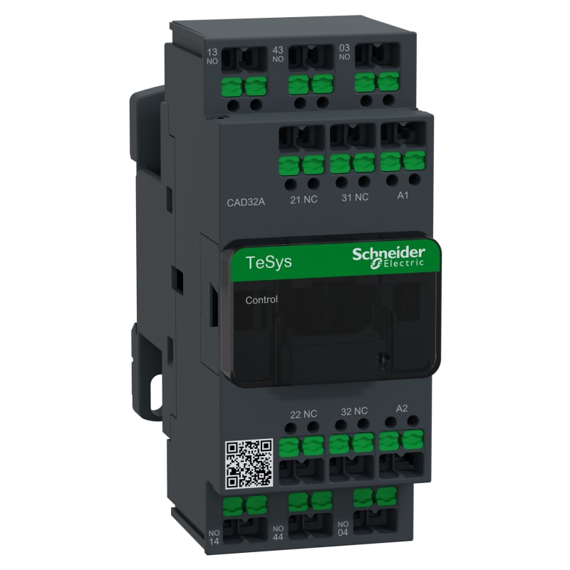 Schneider Electric Control relay, TeSys Deca, 3NO+2NC, <=690V, 12V AC standard coil, snap-in terminals CAD32AJ7
