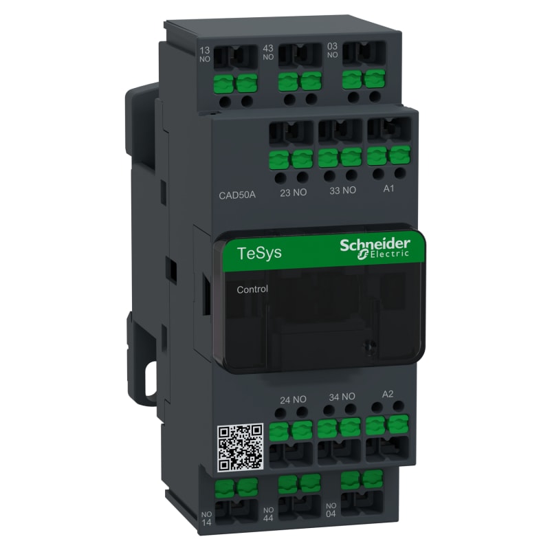 Schneider Electric Control relay, TeSys Deca, 5NO, <=690V, 32V AC standard coil, snap-in terminals CAD50AC7