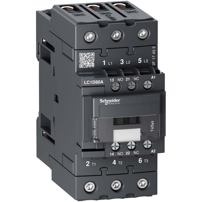 Schneider Electric TeSys D contactor 3P 66A AC-3 up to 440V coil 24V AC 50/60Hz LC1D80AB7