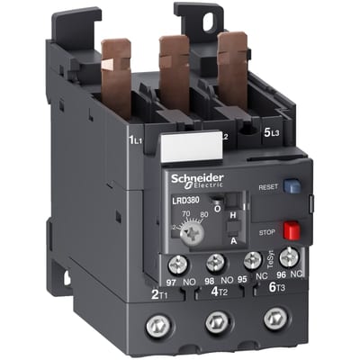 Schneider Electric Thermal overload relay, TeSys Deca, 690VAC, 62 to 80A, 1NO+1NC, class 10A, EverLink BTR screw LRD380