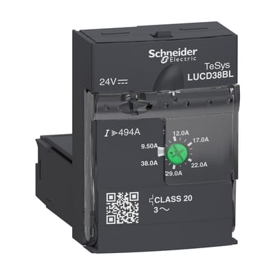 Schneider Electric Advanced control unit, TeSys U, 9.5-38A, 3P motors, protection & diagnostic, class 20, coil 24V DC LUCD38BL