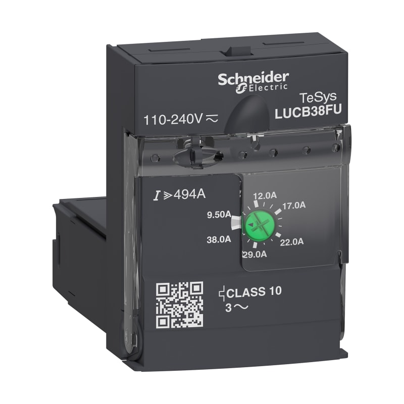 Schneider Electric Advanced control unit, TeSys U, 9.5-38A, 3P motors, protection & diagnostic, class 10, coil 110-240V AC/DC LUCB38FU