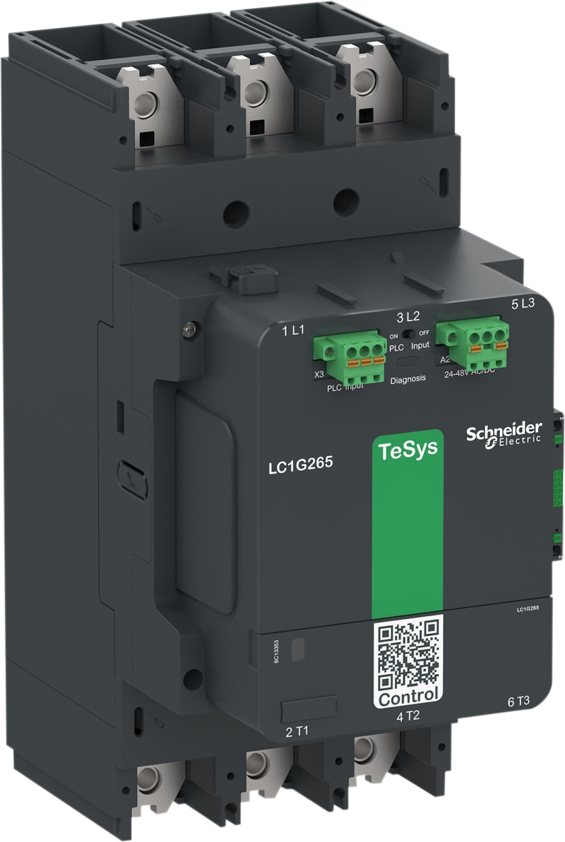 Schneider Electric High power contactor, TeSys Giga, 3 pole (3NO), AC-3 <=440V 330A, advanced version, 24…48V wide band AC/DC coil LC1G330BEEA