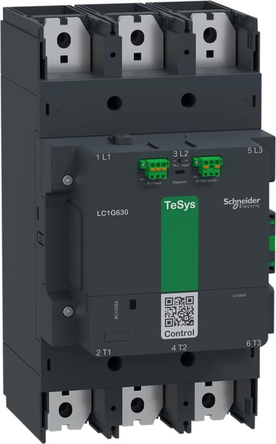 Schneider Electric High power contactor, TeSys Giga, 3 pole (3NO), AC-3 <=440V 630A, advanced version, 48…130V wide band AC/DC coil LC1G630EHEA