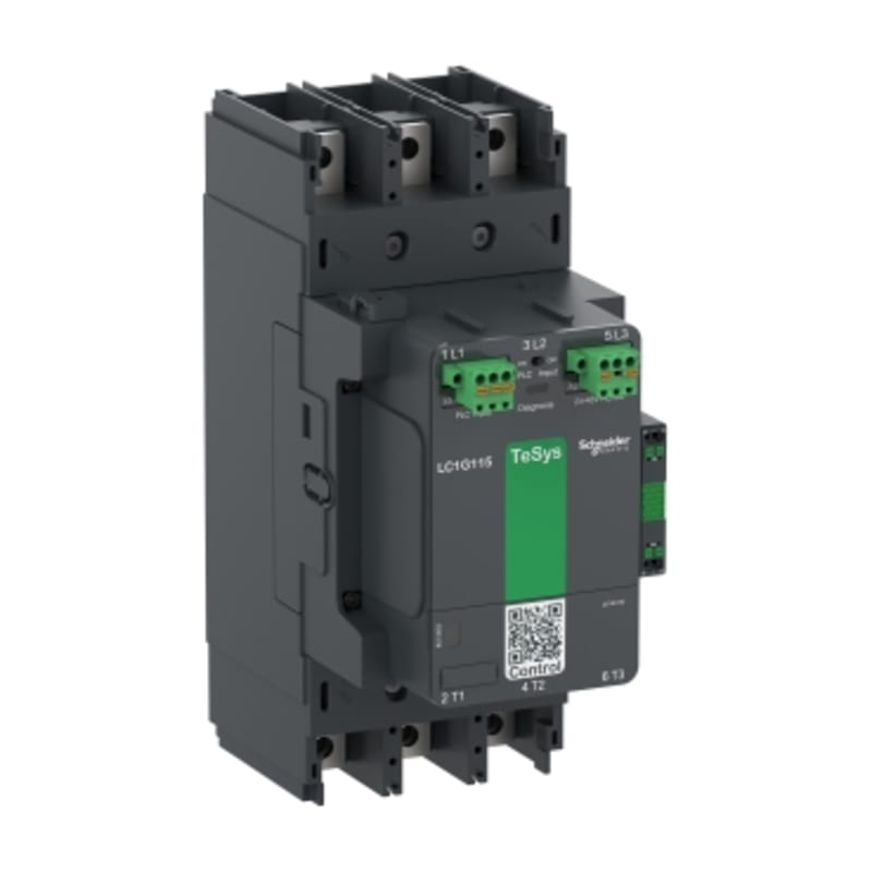 Schneider Electric High power contactor, TeSys Giga, 3 pole (3NO), AC-3 <=440V 115A, advanced version, 200…500V wide band AC/DC coil LC1G115LSEA
