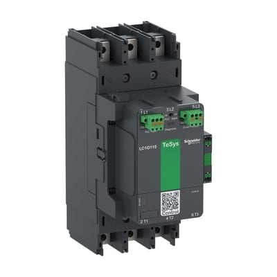 Schneider Electric High power contactor, TeSys Giga, 3 pole (3NO), AC-3 <=440V 225A, advanced version, 200…500V wide band AC/DC coil LC1G225LSEA