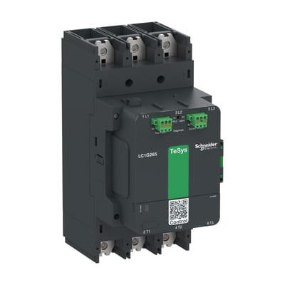 Schneider Electric High power contactor, TeSys Giga, 3 pole (3NO), AC-3 <=440V 265A, advanced version, 200…500V wide band AC/DC coil LC1G265LSEA