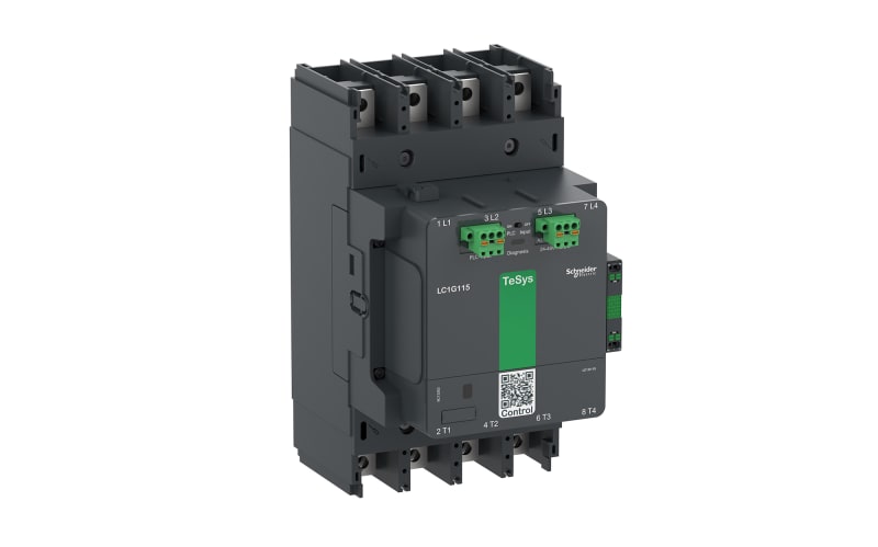 Schneider Electric High power contactor, TeSys Giga, 4 pole (4NO), AC-1 <=440V 250A, advanced version, 24…48V wide band AC/DC coil LC1G1154BEEA