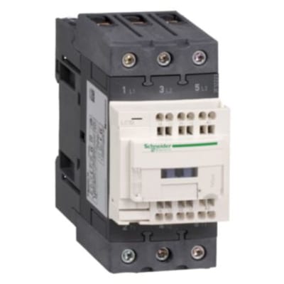 Schneider Electric Contactor, TeSys Deca, 3P(3 NO), AC-3/AC-3E, <=400V, 40A, 24V AC 50/60Hz coil, spring terminals LC1D40A3B7