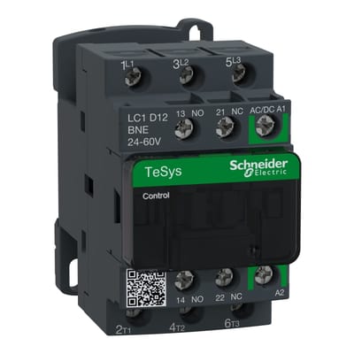 Schneider Electric TeSys D contactor - 3P - <= 440 V - 12 A AC-3 - 24...60 V AC/DC coil LC1D12BNE