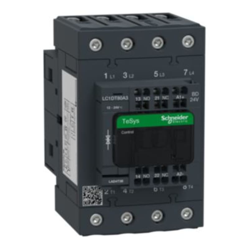 Schneider Electric TeSys D contactor - 4P(4 NO) - AC-1 - <= 440 V 80 A - 24 V DC standard coil LC1DT80A3BD