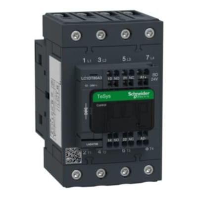 Schneider Electric TeSys D contactor - 4P(4 NO) - AC-1 - <= 440 V 80 A - 24 V DC standard coil LC1DT80A3BD