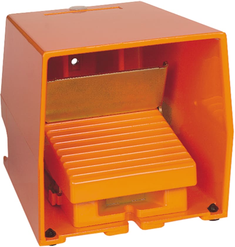 Schneider Electric Preventa XPE, Single foot switch, metal, orange, with cover, trigger mechanism, 2 NO + 2 NC XPER511