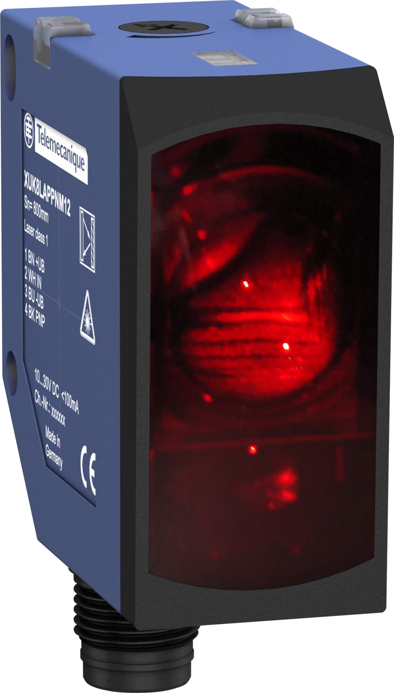 Telemecanique XUK9LAPSMM12 Laser Photoelectric Sensor, Polarised Reflex, Sn 12 m, M12 Connector
